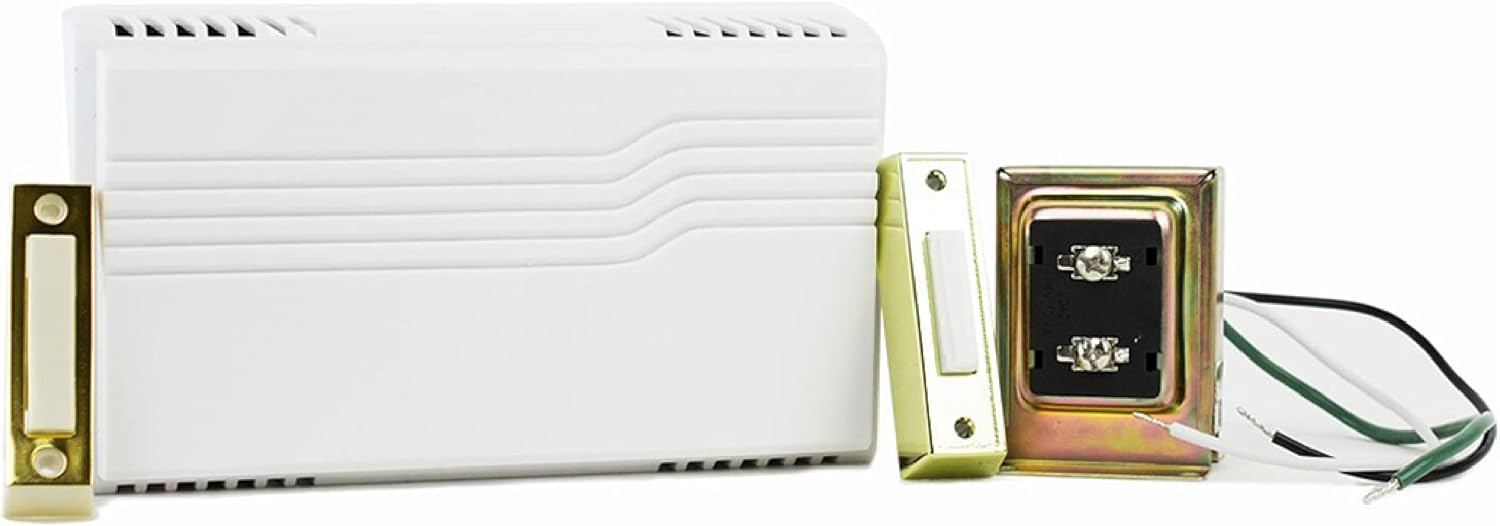 Newhouse Hardware Electric 2-Tone Door Bell Chime Kit with 16V 10VA Transformer and Lighted Doorbell Push Buttons CKIT1, Doorbell Button, Transformer, and Doorbell Chime Replacement